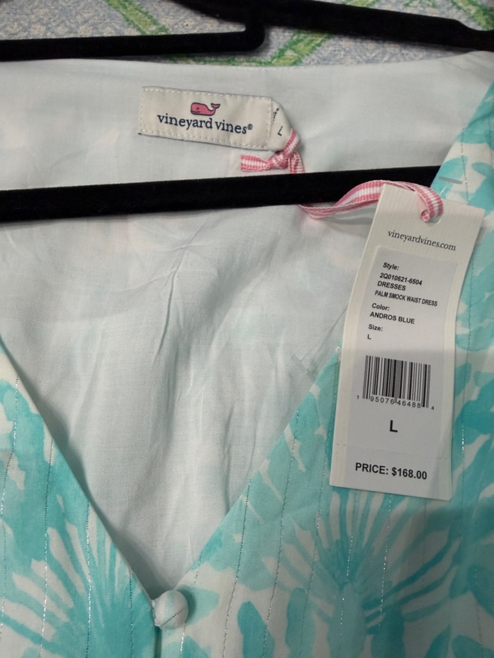 Vineyard Vines Aqua & White Floral Tiered Casual Dress - Picture 2 of 5
